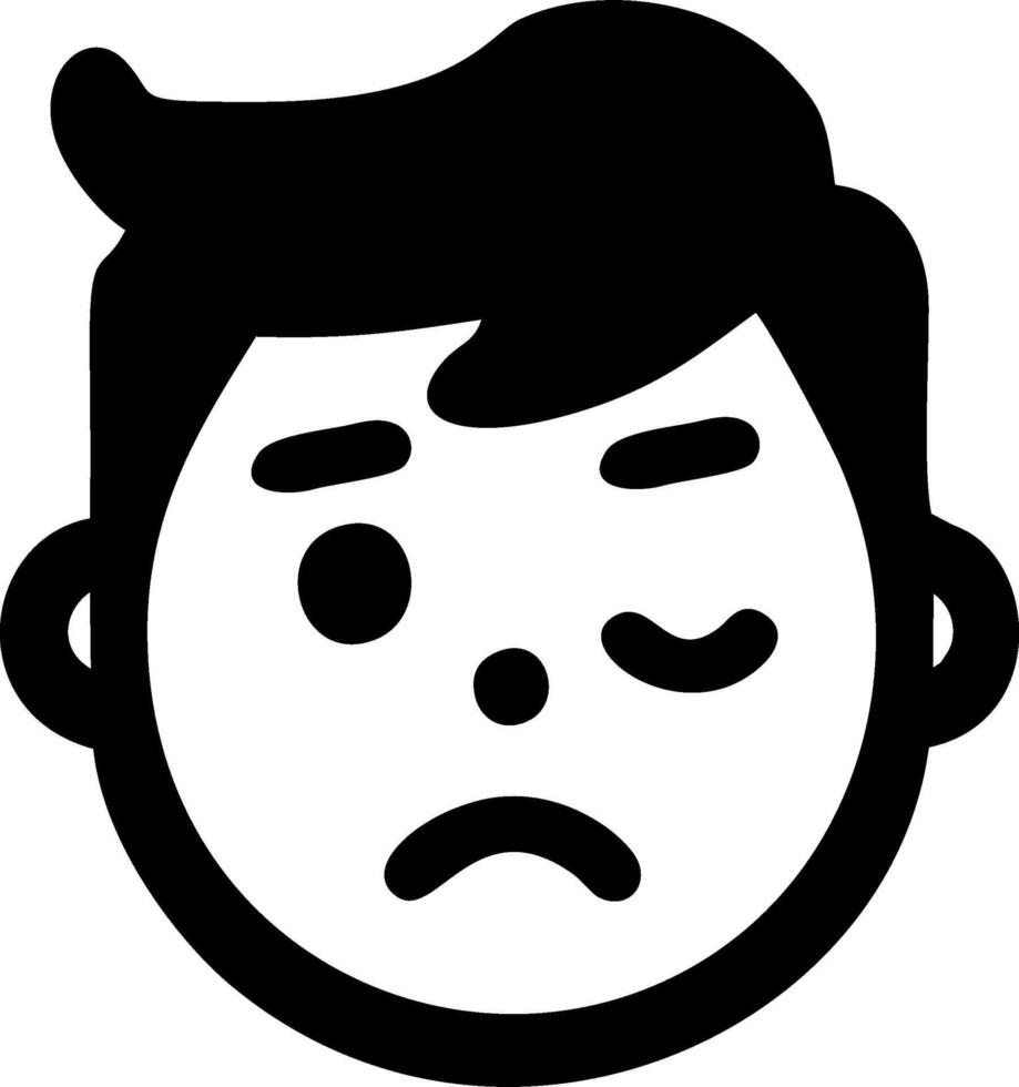 Sad boy emoticon black and white design perfect for your project vector