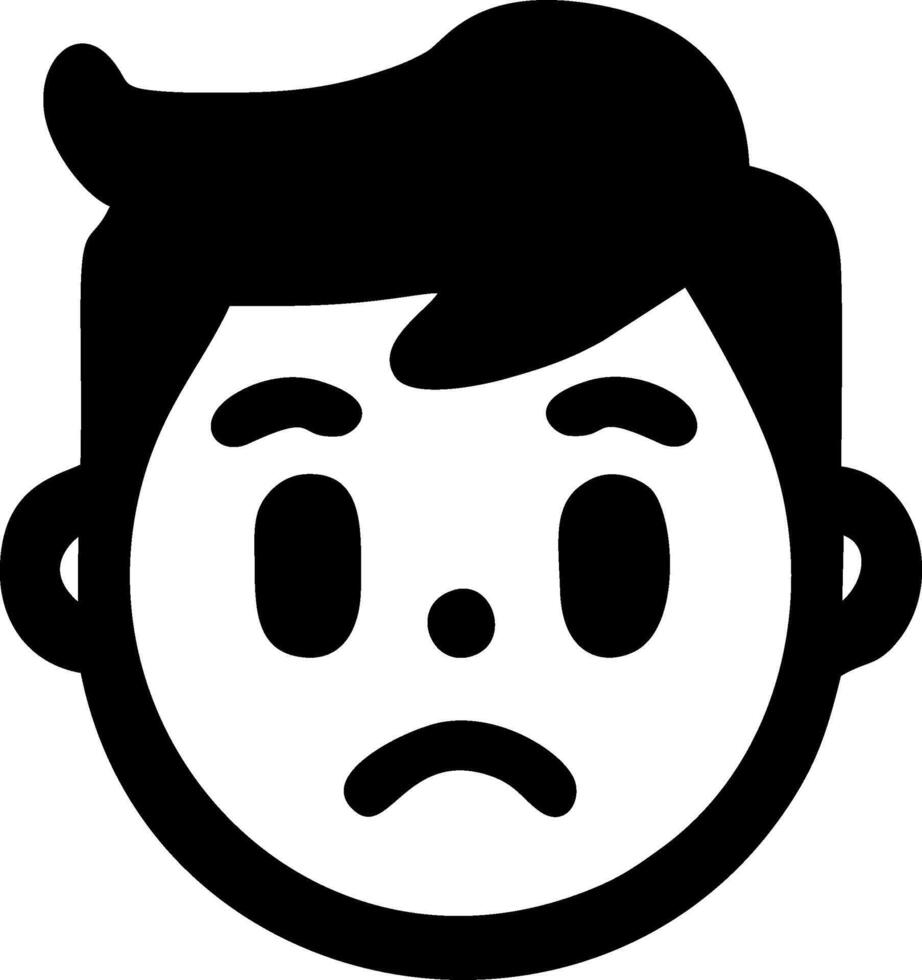 Sad boy emoticon feeling down upset mood unhappy expression vector