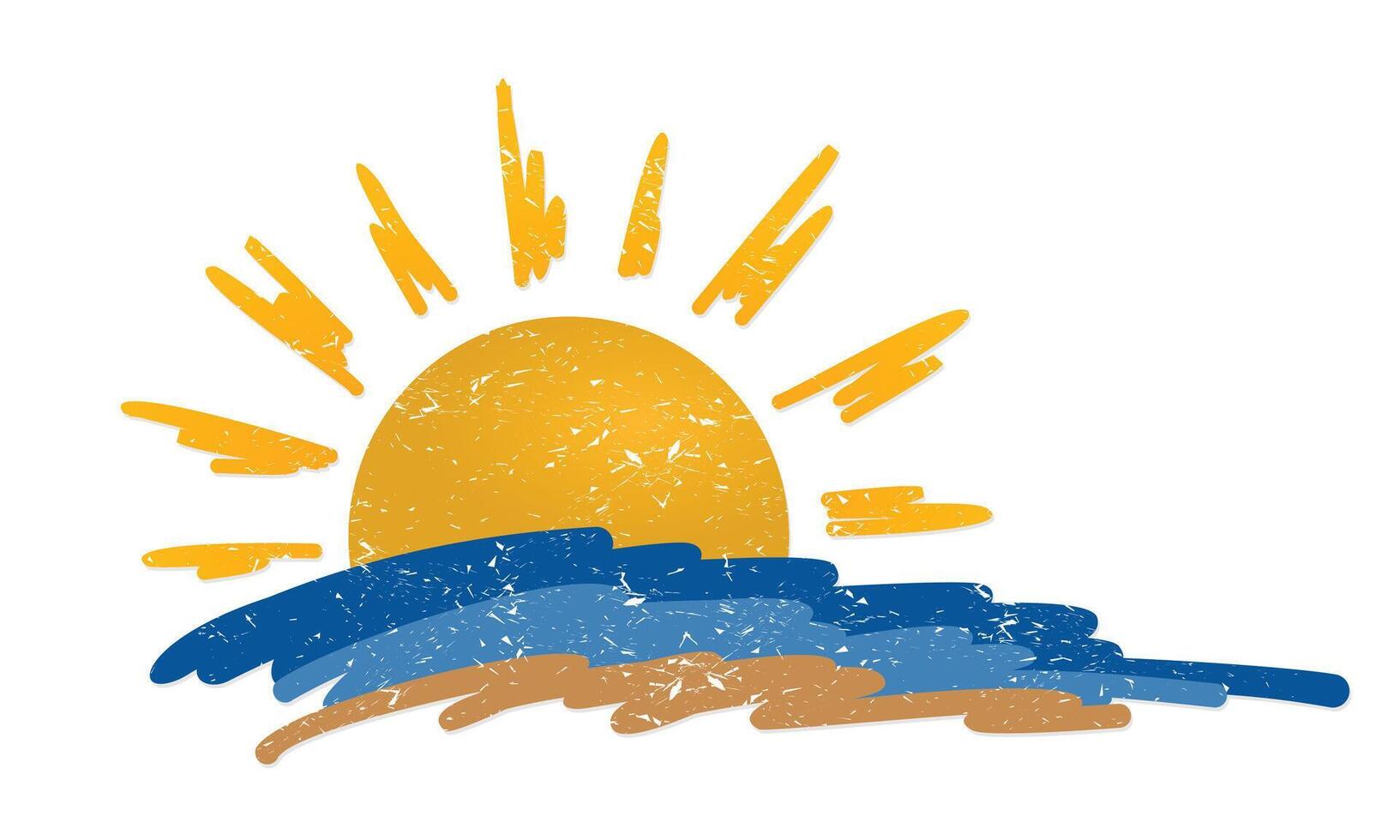The sun symbol with sea. vector