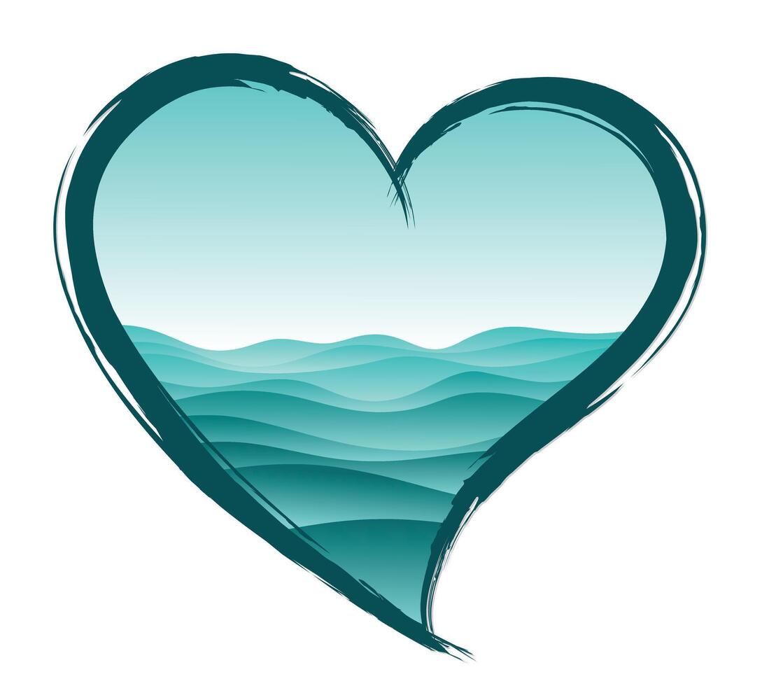 Symbol of heart with sea. vector