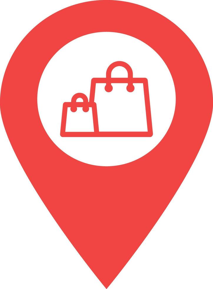 Map pointer with shopping bags icon . Shopping mall location pin icon . illustration vector
