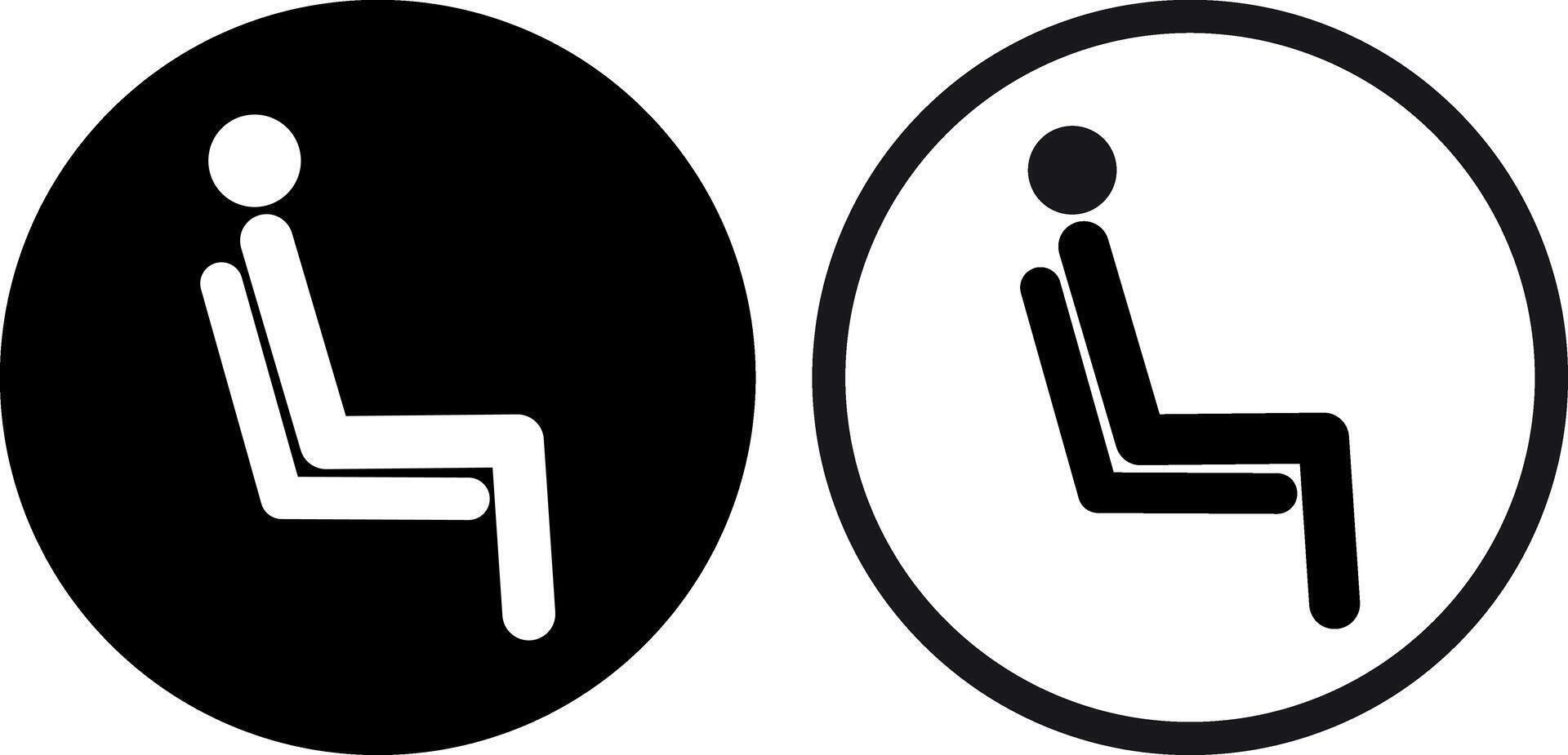 Sitting man icon set in two styles . Seating man icon . Sit airplane icon . illustration vector