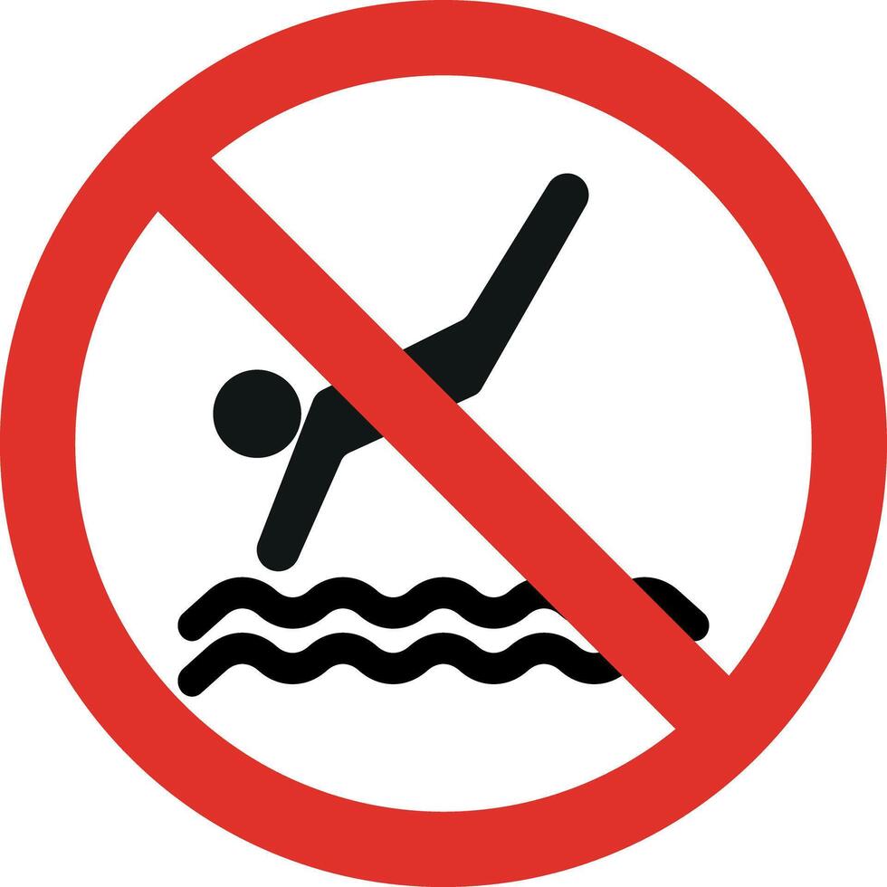 No diving sign isolated on white background . No jumping into the water sign . illustration vector