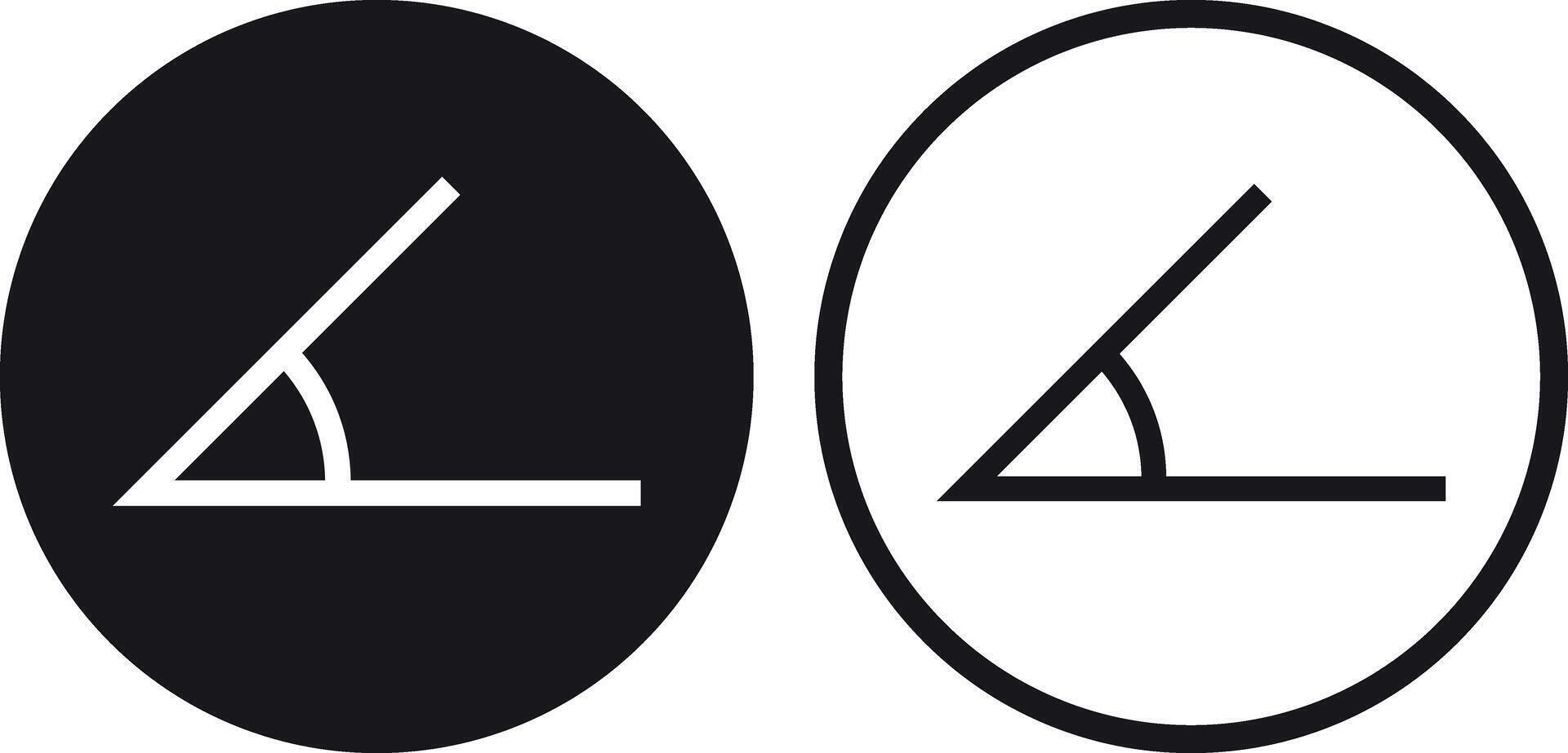 45 degree angle icon set in two styles . Angle icon . illustration vector