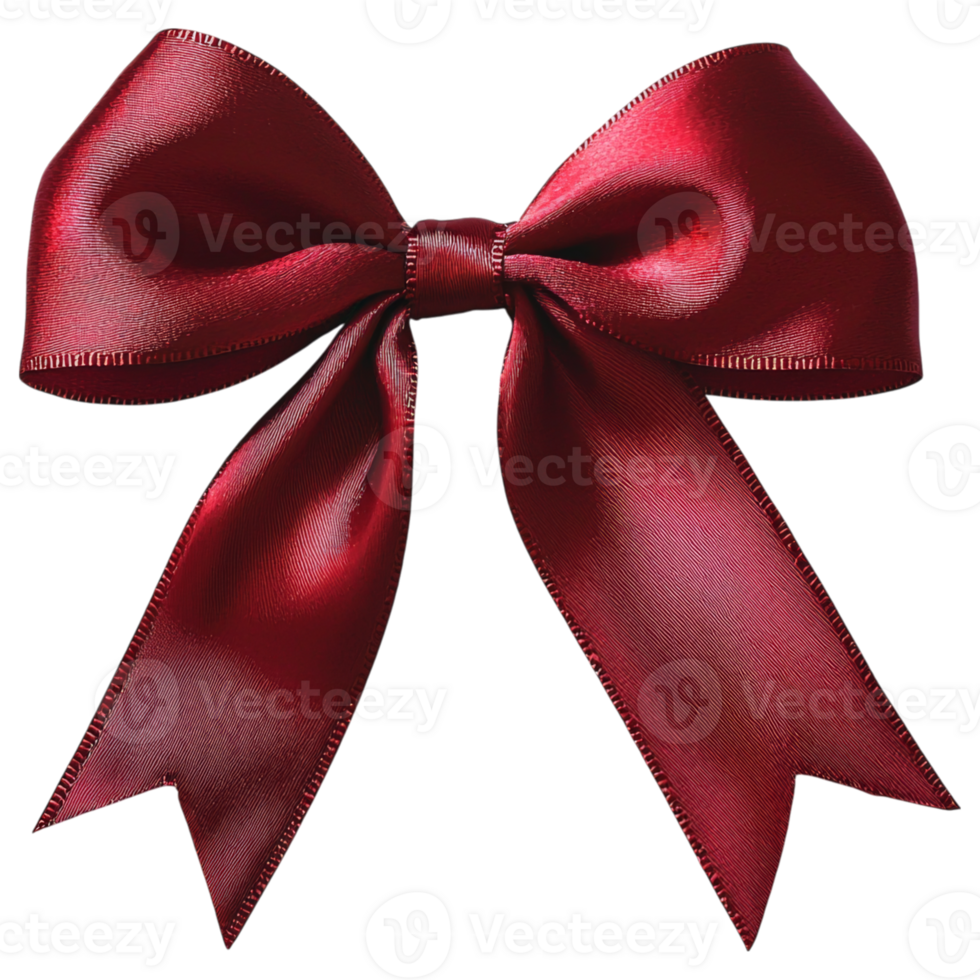 Luxurious deep red ribbon bow with festive png
