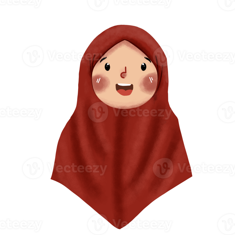 A cartoon woman wearing a red hijab png
