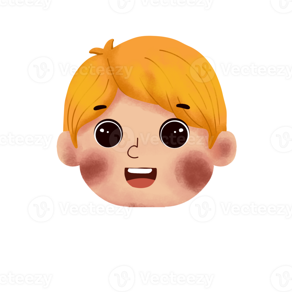 A cartoon boy with blonde hair and a big smile png