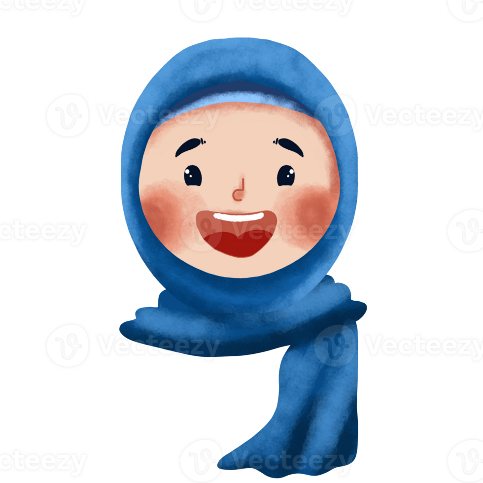 A cartoon woman wearing a blue scarf png