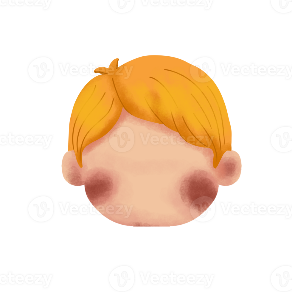 A cartoon boy's face with red hair png