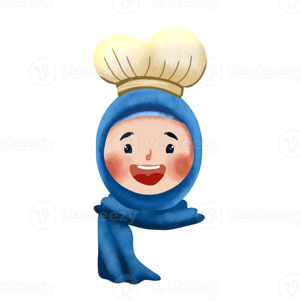 A cartoon character wearing a blue scarf and a hat png