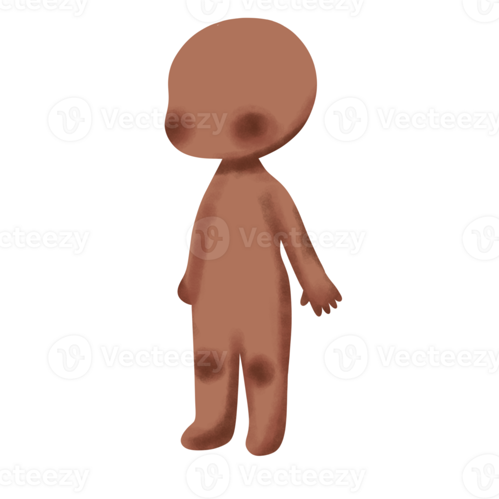 A cartoon character with a brown skin and a big head png