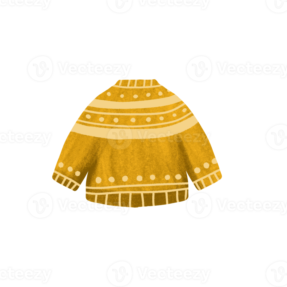 A yellow sweater with white dots on it png
