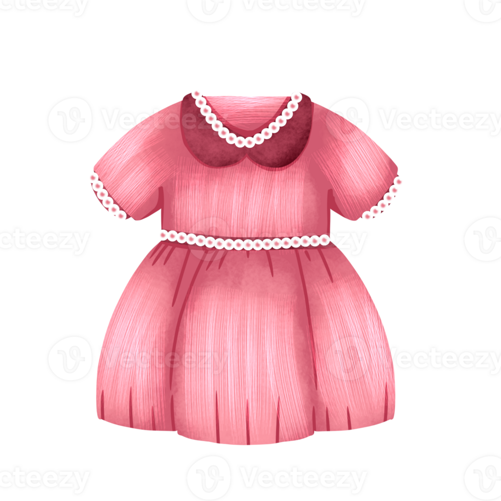 A pink dress with a collar and a bow png