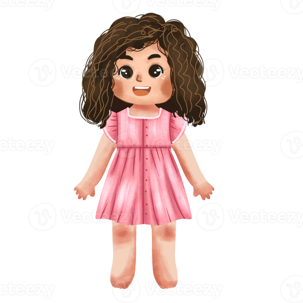A cartoon girl wearing a pink dress png