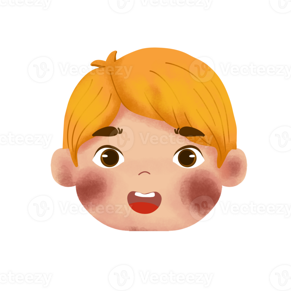 A cartoon boy with red hair and a big smile png