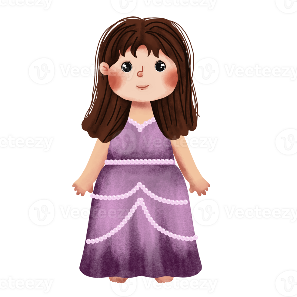 A little girl in a purple dress png