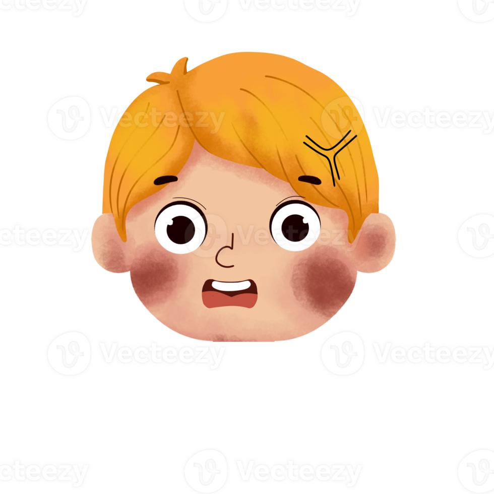 A cartoon boy with a red nose and a big smile png