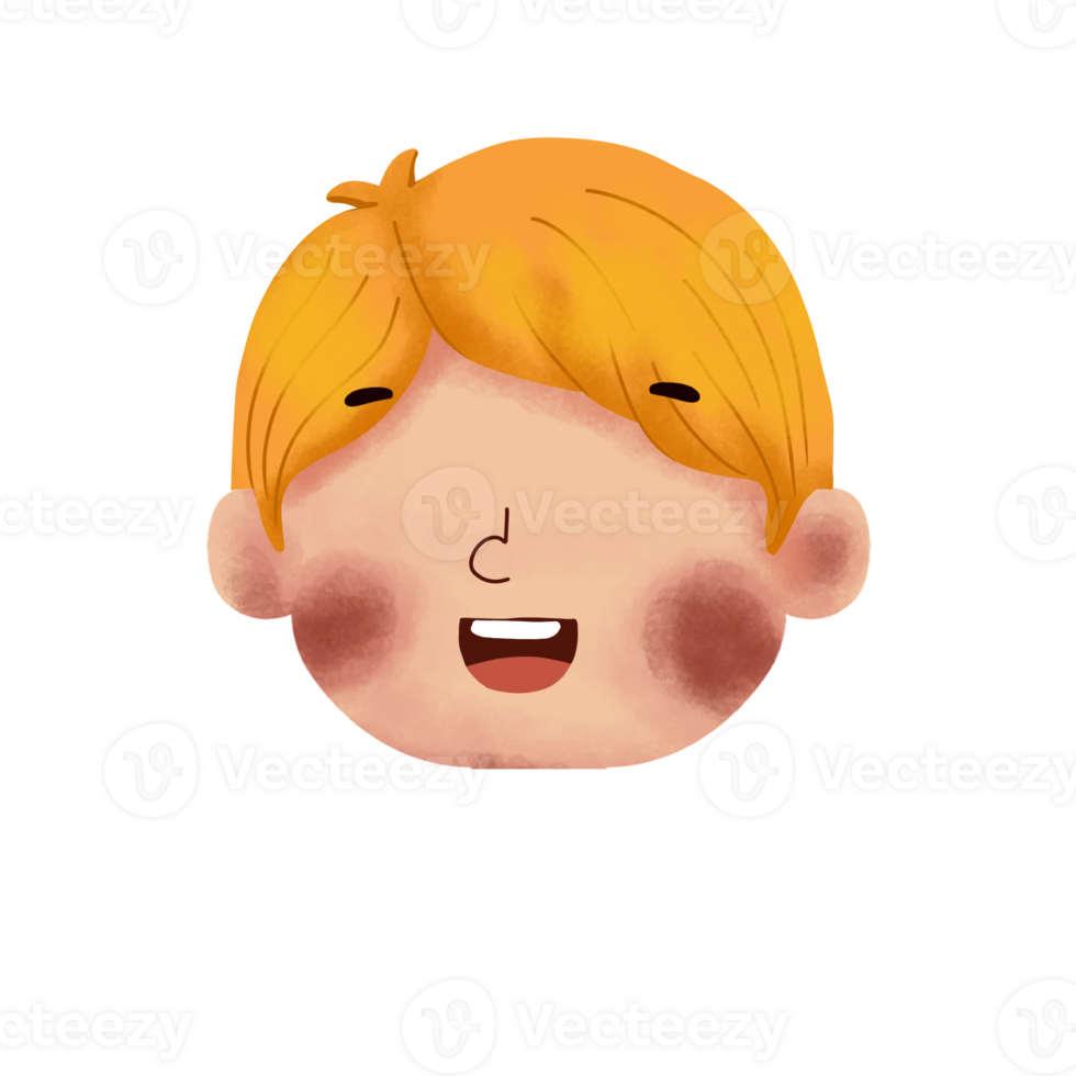 A cartoon boy with a red nose and a smile png