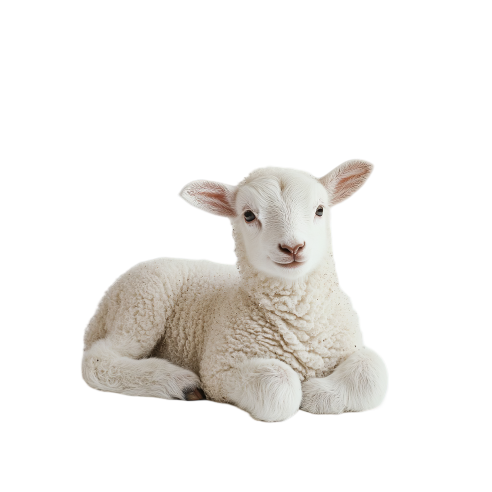 Cute Baby Lamb Isolated on Transparent Background with Soft Fluffy Wool and Gentle Expression png