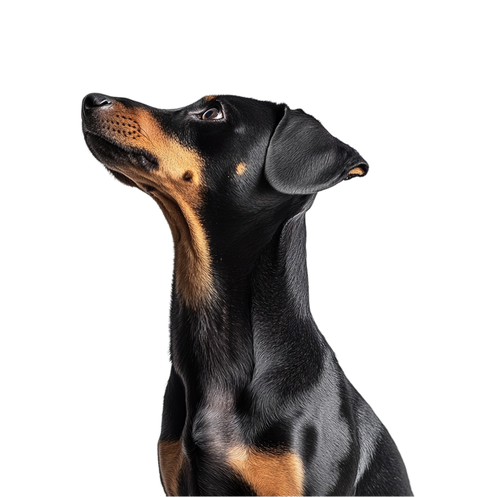Black and Tan Dachshund Dog Isolated on Transparent Background with Curious Look png