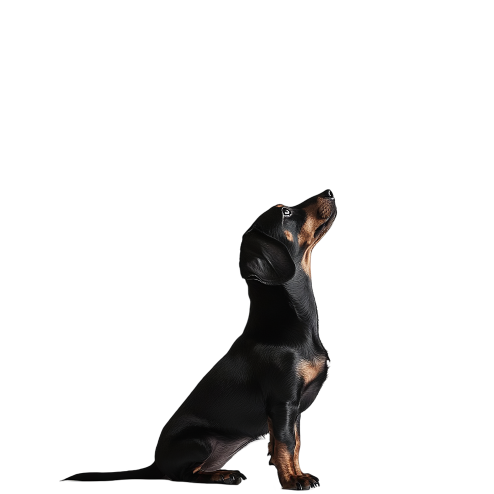 Realistic Dachshund Dog Isolated on Transparent Background with Attention Focused png