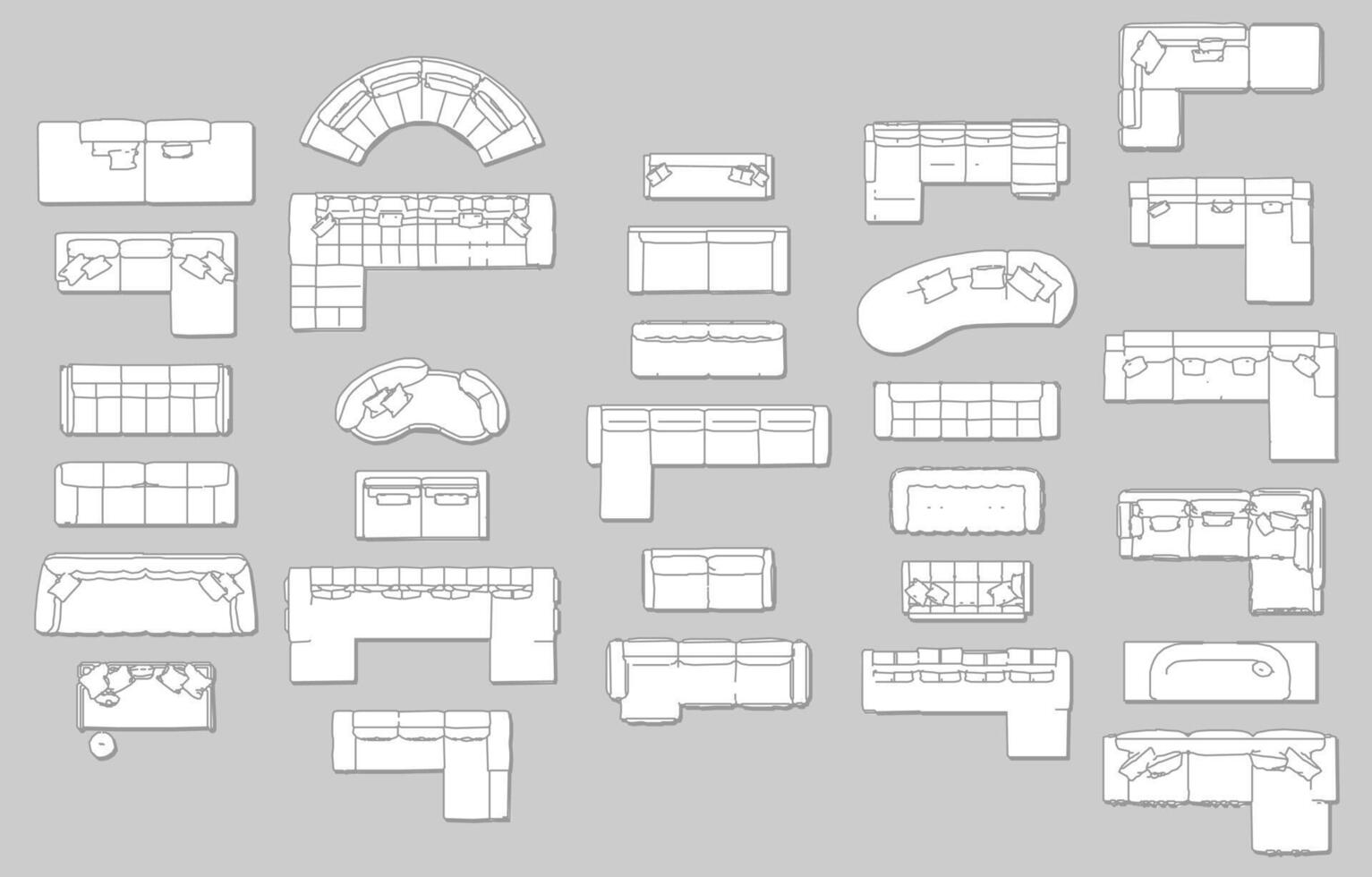 Sofa Layouts and Configurations for Interior Design Planning vector