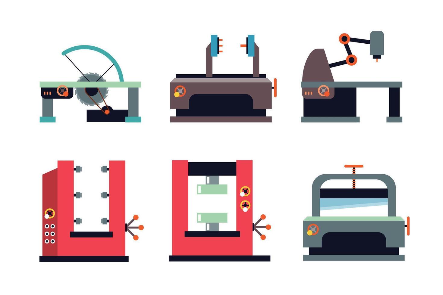 Industrial Machine Set illustration vector