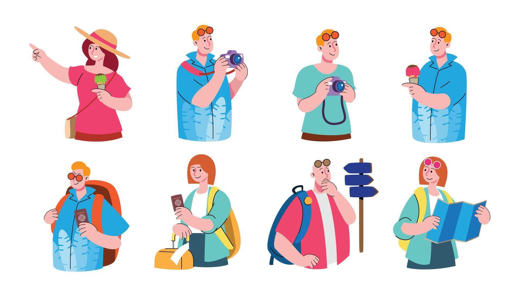 Tourist Characters Set illustration vector