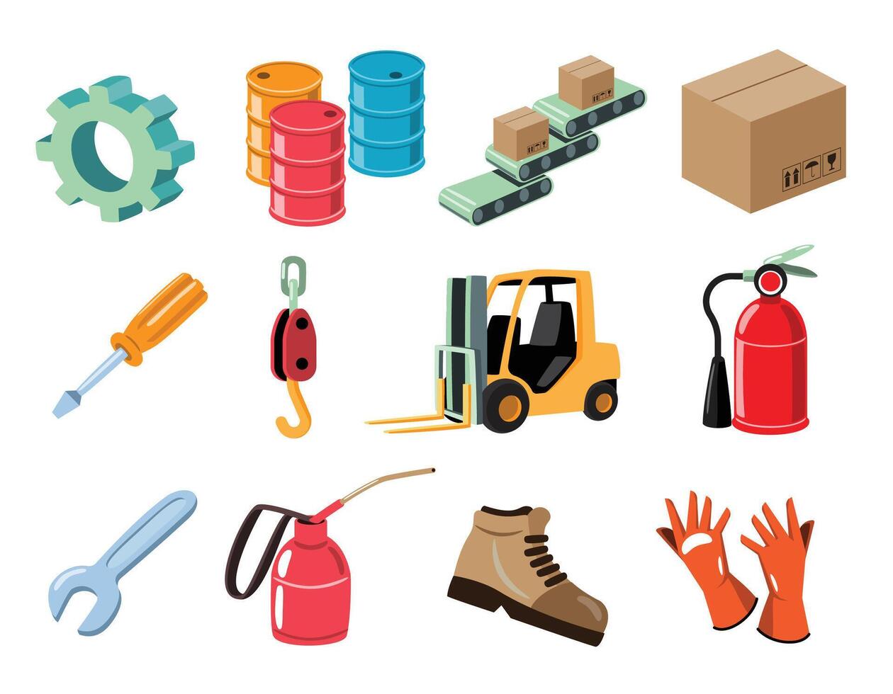 Warehouse and Industrial Equipment Set illustration vector