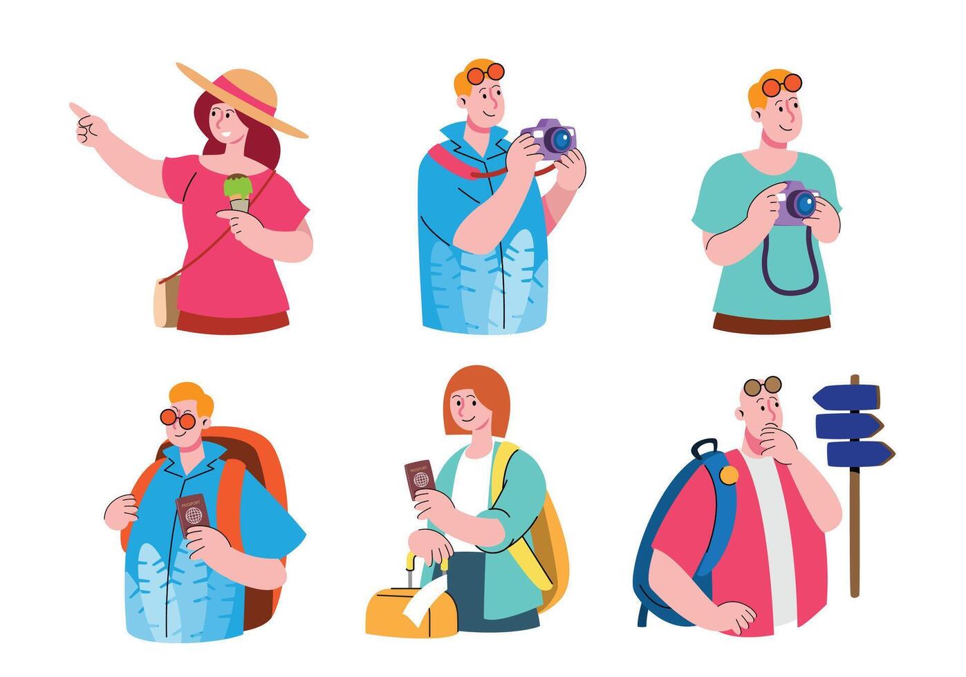 Tourist Character Set vector