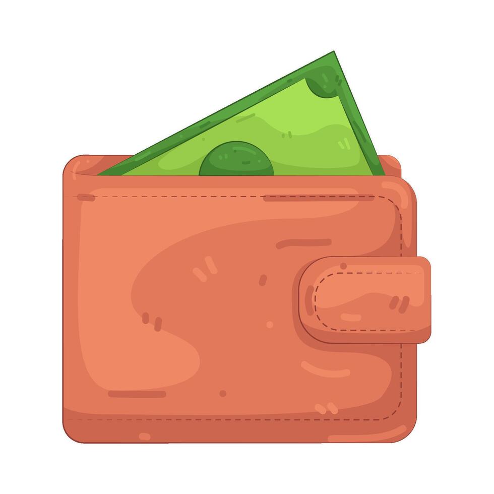 Illustration of a wallet with money vector