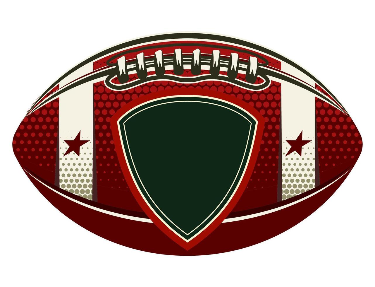 Vintage American Football Illustration with Shield Design and Red Stars on a White Background vector