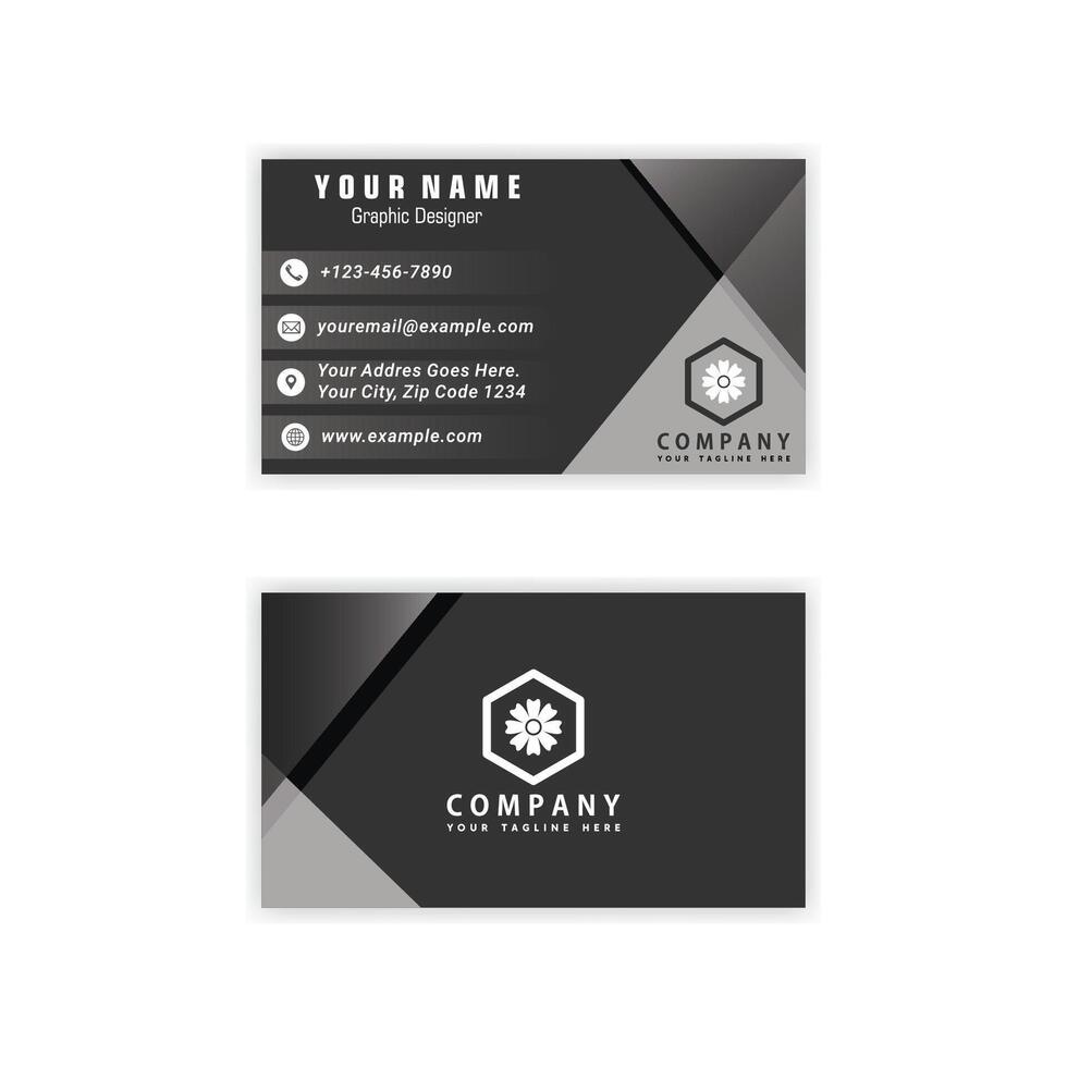 Business Card Template with Black and White Design vector