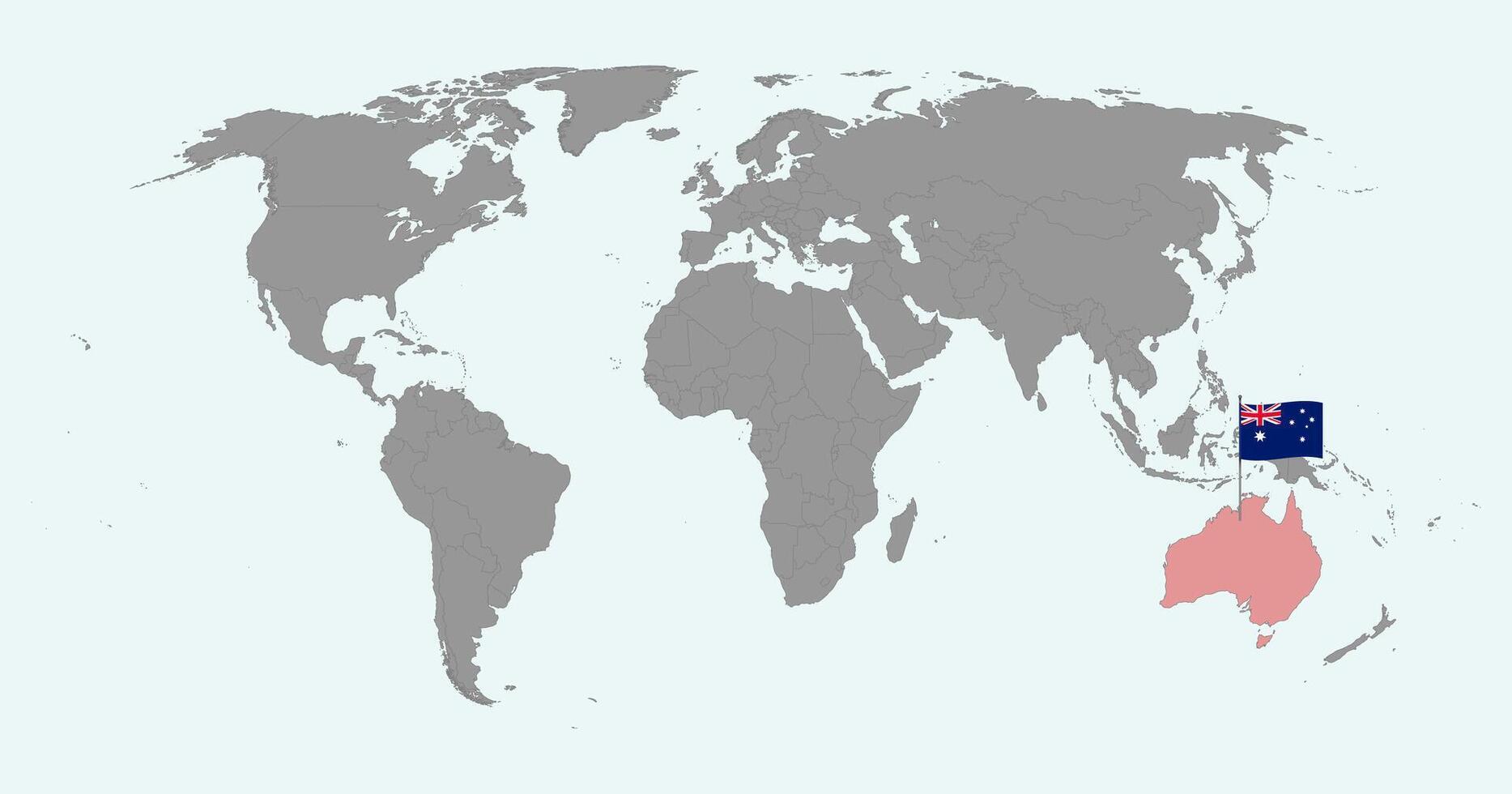 Pin map with Australia flag on world map. illustration. vector
