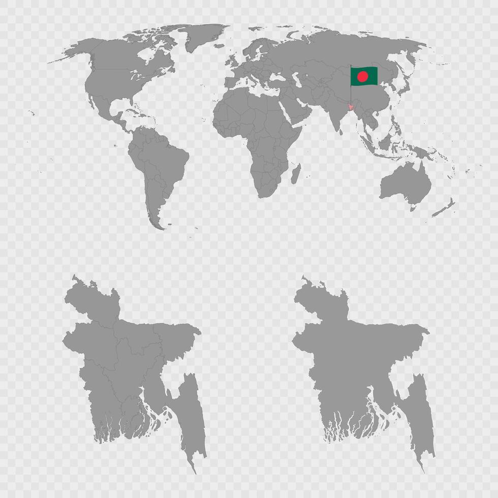 Bangladesh Map Set with World Location. vector