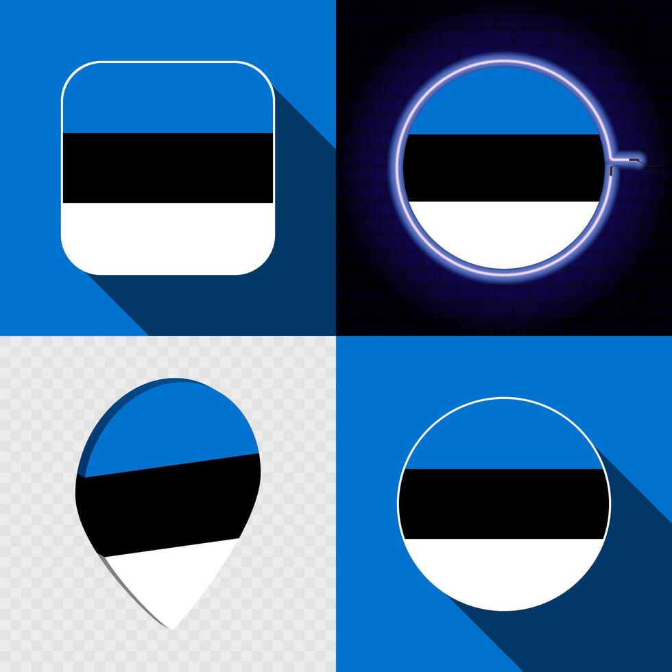 Set of modern icons with the national flag of Estonia. vector