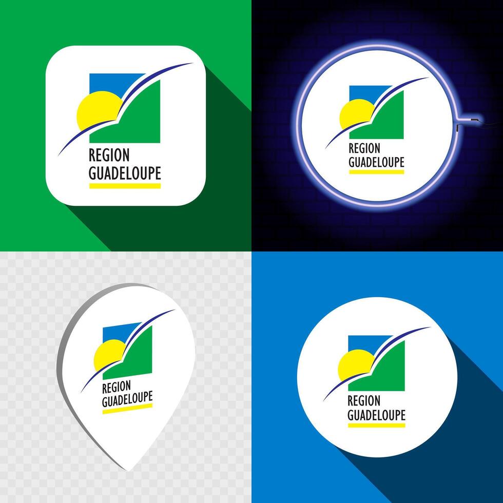 Set of modern icons with the national flag of Guadeloupe. vector