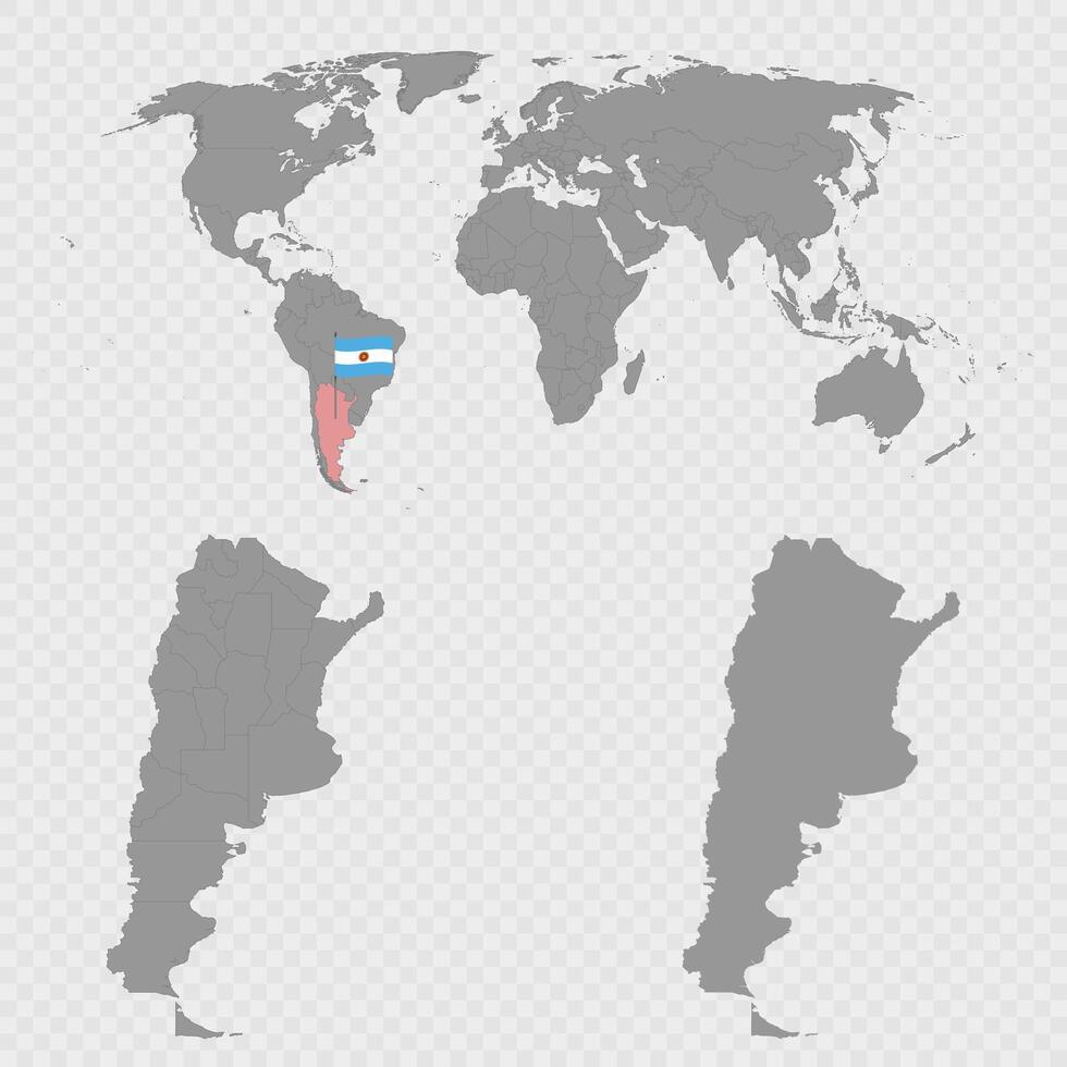 Argentina Map Set with World Location. vector