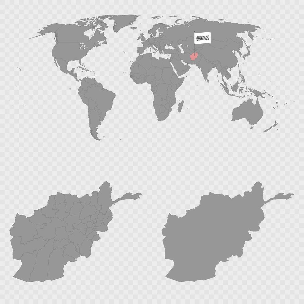 Afghanistan Map Set with World Location. vector