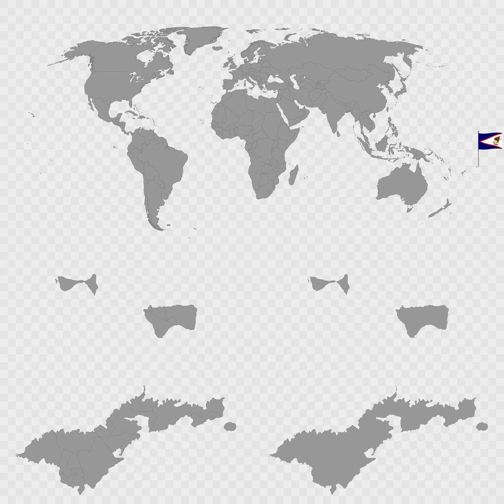 American Samoa Map Set with World Location. vector