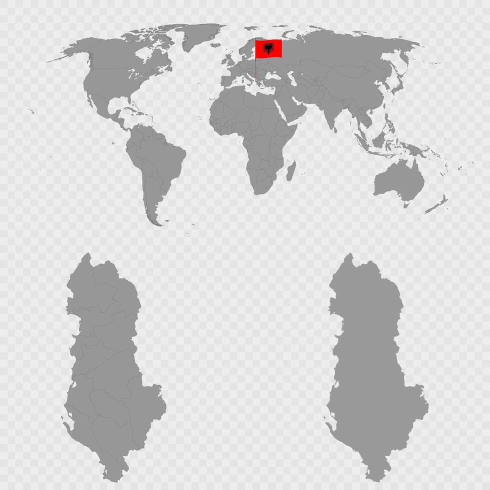 Albania Map Set with World Location. vector