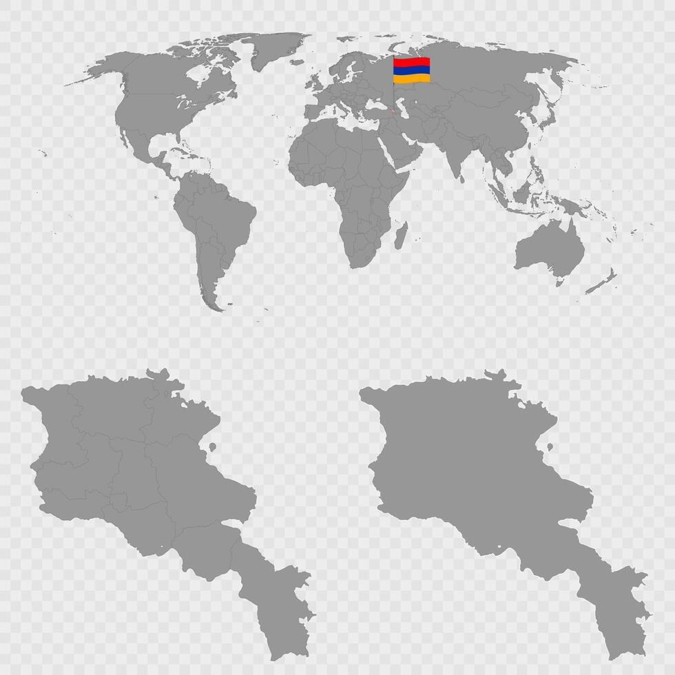 Armenia Map Set with World Location. vector