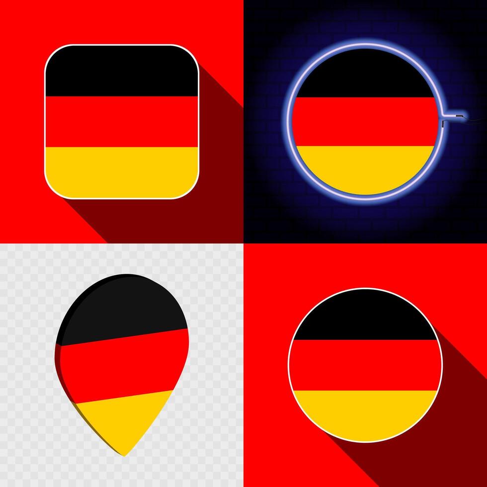 Set of modern icons with the national flag of Germany. vector