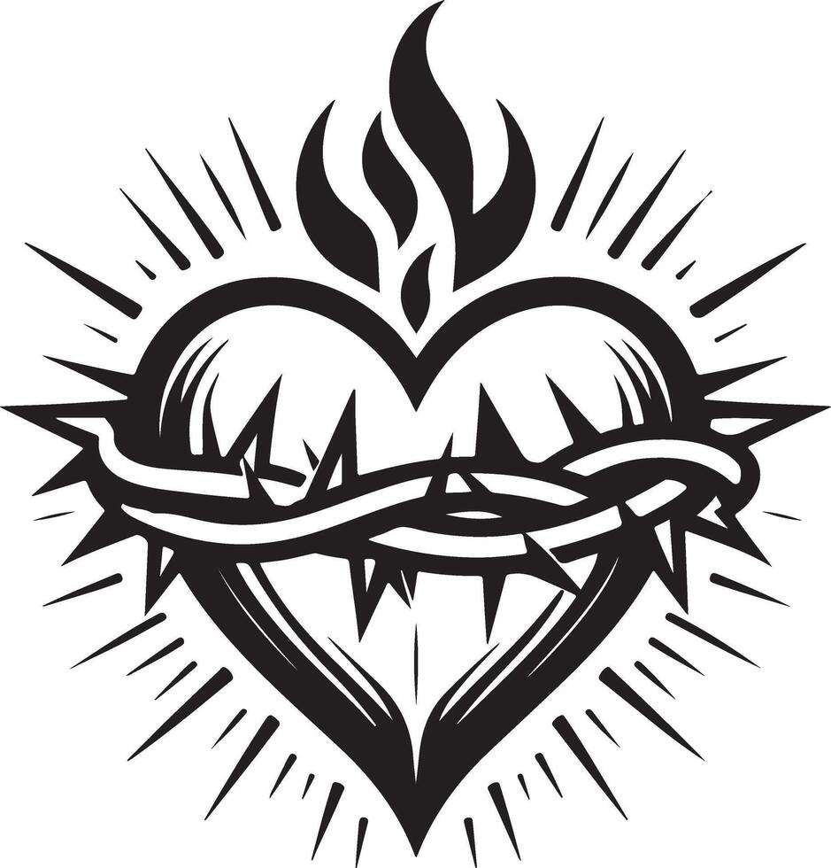 Sacred Heart of Jesus Silhouette vector
