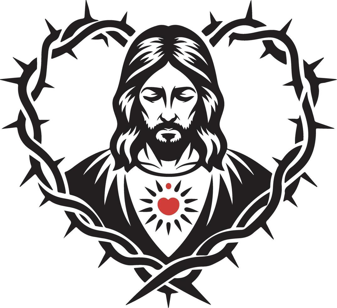 Sacred Heart of Jesus Silhouette Holy Christian Symbol vector