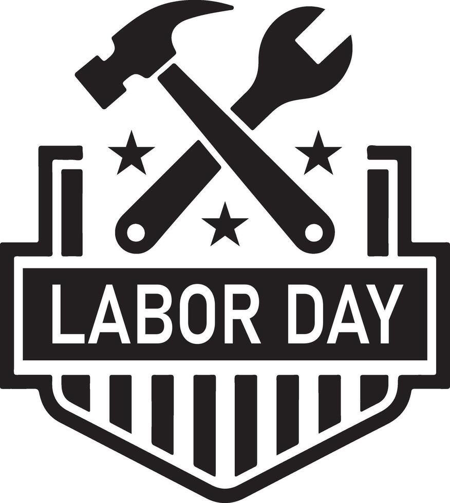 labor day logo with hammer and wrench vector