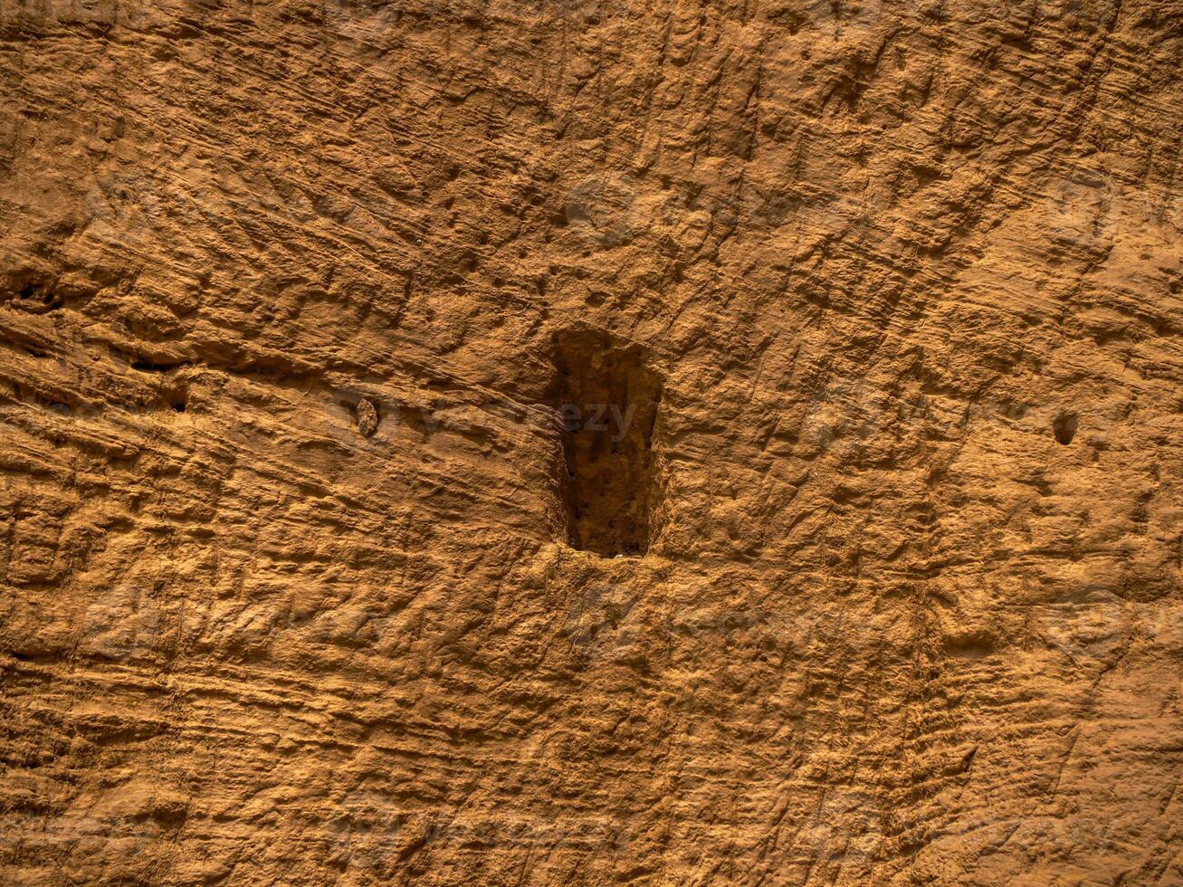 pickaxe signs in Mines Bruoux Ocher Mine in Canyon valley massif in Provence france photo