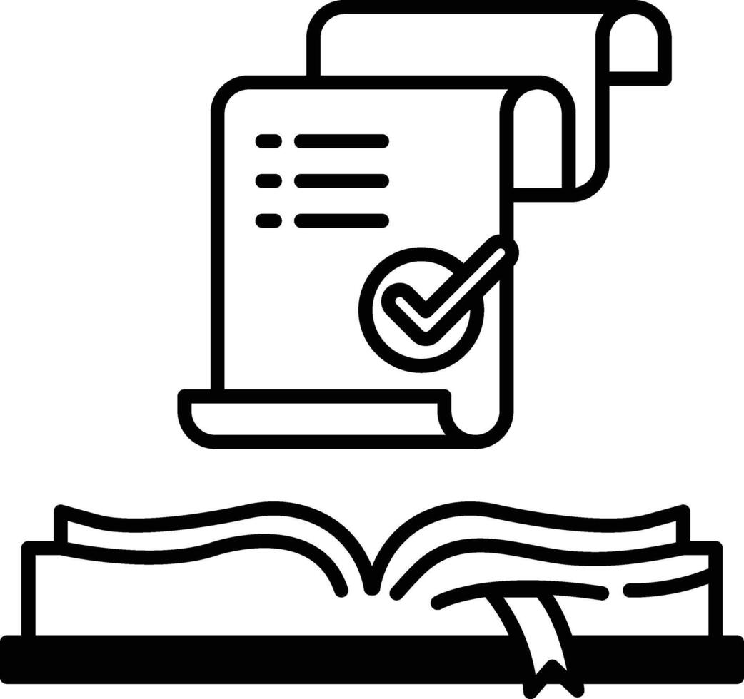 book with a check mark on it and a piece of paper with a check mark on it vector