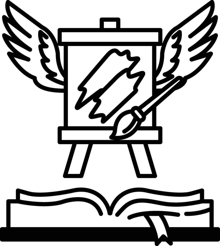book with a painting of a brush and a canvas on the cover vector