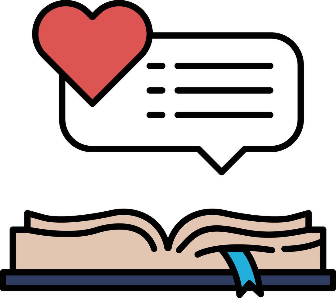 A book with a heart on the cover and a speech bubble underneath vector